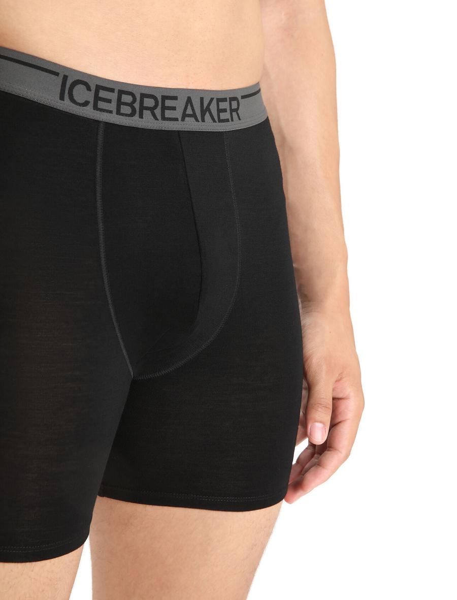 Bielizny Icebreaker Merino Anatomica Long Boxers Męskie Czarne | PL 1662KORI